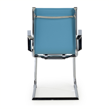 visitor chair light blue chromed frame faux leather synthetic leather fixed armrests 6