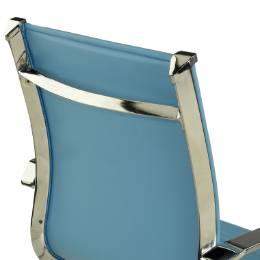 visitor chair light blue chromed frame faux leather synthetic leather fixed armrests 9