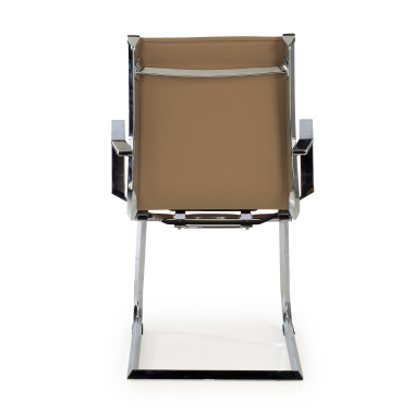visitor chair brown coffee chromed frame faux leather synthetic leather fixed armrests 6