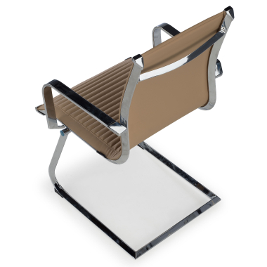 visitor chair brown coffee chromed frame faux leather synthetic leather fixed armrests 7