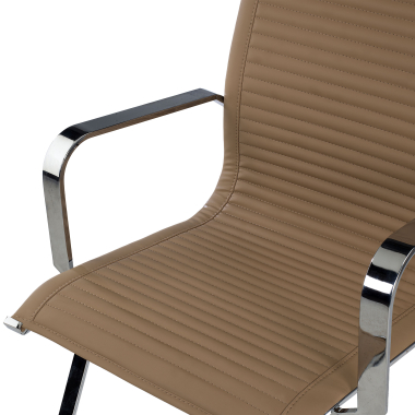 visitor chair brown coffee chromed frame faux leather synthetic leather fixed armrests 8