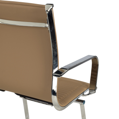 visitor chair brown coffee chromed frame faux leather synthetic leather fixed armrests 9