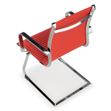 visitor chair red chromed frame faux leather synthetic leather fixed armrests 7