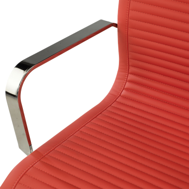 visitor chair red chromed frame faux leather synthetic leather fixed armrests 8