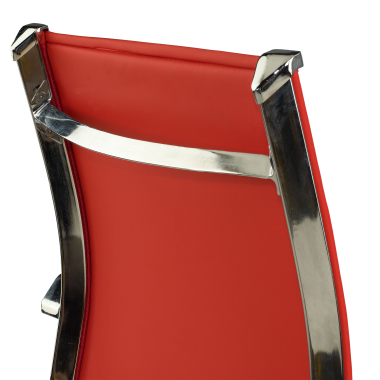 visitor chair red chromed frame faux leather synthetic leather fixed armrests 9