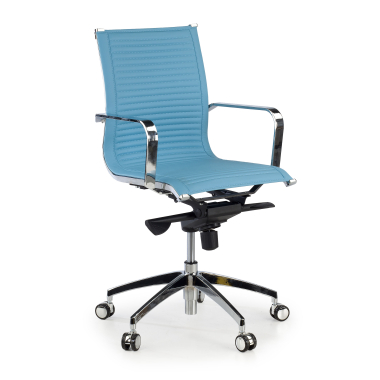 office chair light blue chromed frame faux leather synthetic leather fixed armrests 1