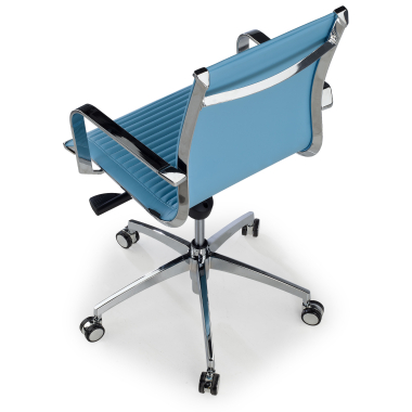 office chair light blue chromed frame faux leather synthetic leather fixed armrests 7