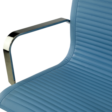 office chair light blue chromed frame faux leather synthetic leather fixed armrests 8