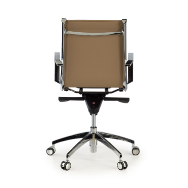 office chair brown coffee chromed frame faux leather synthetic leather fixed armrests 6