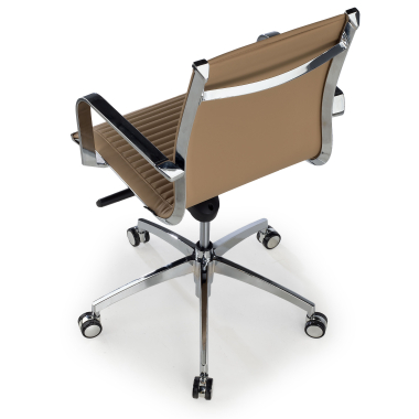 office chair brown coffee chromed frame faux leather synthetic leather fixed armrests 7