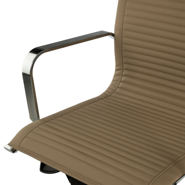 office chair brown coffee chromed frame faux leather synthetic leather fixed armrests 8