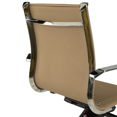 office chair brown coffee chromed frame faux leather synthetic leather fixed armrests 9