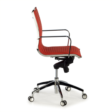 office chair red chromed frame faux leather synthetic leather fixed armrests 4
