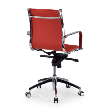 office chair red chromed frame faux leather synthetic leather fixed armrests 5