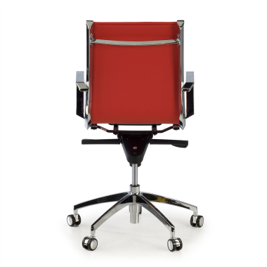 office chair red chromed frame faux leather synthetic leather fixed armrests 6