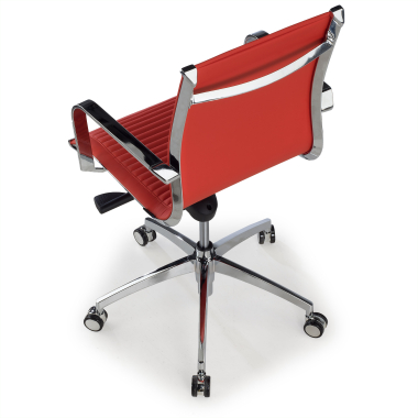office chair red chromed frame faux leather synthetic leather fixed armrests 7