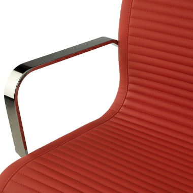 office chair red chromed frame faux leather synthetic leather fixed armrests 8