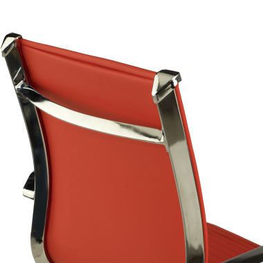 office chair red chromed frame faux leather synthetic leather fixed armrests 9
