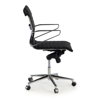 executive chair black low back natural leather natural skin fixed armrests 4