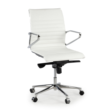 executive chair white low back natural leather natural skin fixed armrests 1