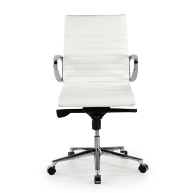 executive chair white low back natural leather natural skin fixed armrests 3