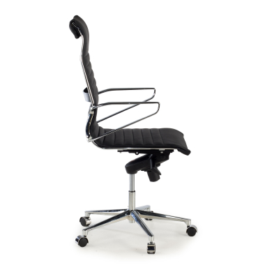 executive chair black high back natural leather natural skin fixed armrests 4