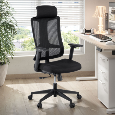 ergonomic chair black black frame mesh 3d adjustable armrests lumbar support headrest 2