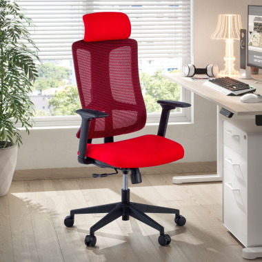 ergonomic chair red black frame mesh 3d adjustable armrests lumbar support headrest 2