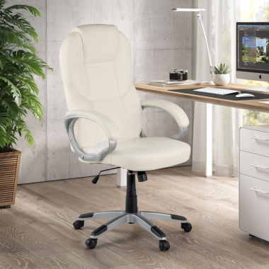 office chair white kiel synthetic leather upholstered armrests 2