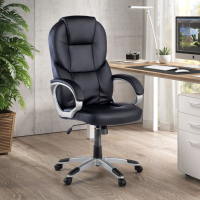 Kiel Desk Chair, upholstered arms, faux leather