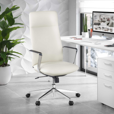 office chair white high back synthetic leather fixed armrests 2