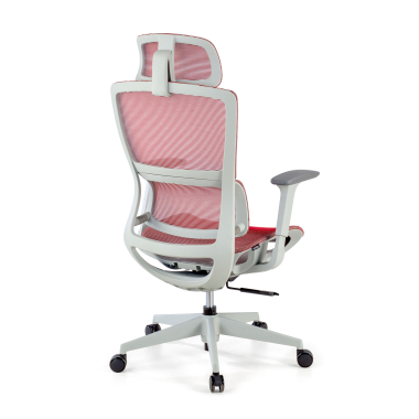 ergonomic chair white red white frame mesh 3d adjustable armrests double lumbar support headrest 4