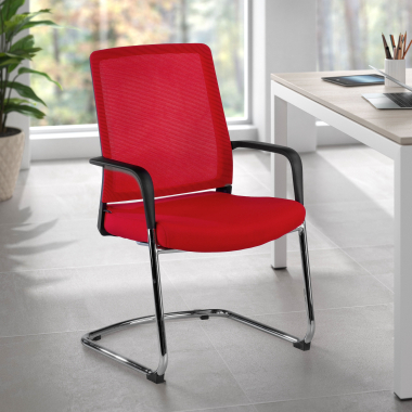 visitor chair red breathable mesh mesh fixed armrests 2