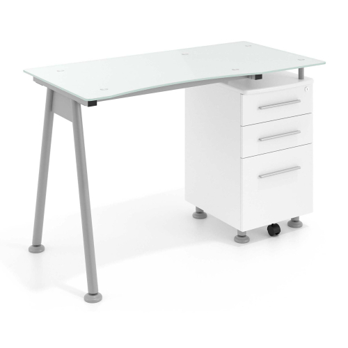 Office desk with drawers Strong, glass top
