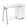 Office desk with drawers Strong, glass top