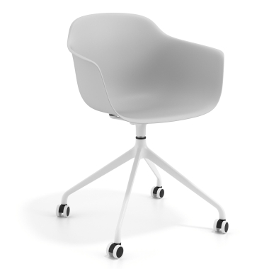 meeting room chair white gray with casters plastic fixed armrests 1