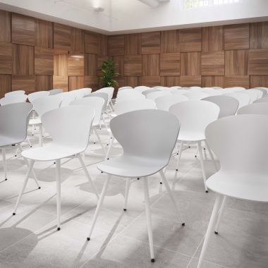 visitor chair white gray 4 legs plastic fixed armrests 2