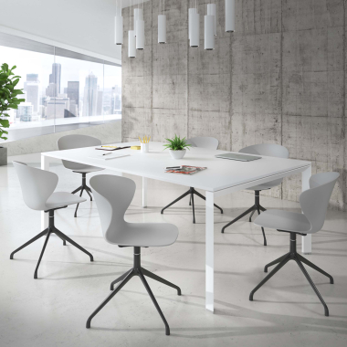 meeting room chair black gray pyramid base plastic fixed armrests 2