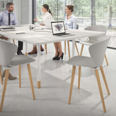 scandinavian chair gray wooden legs plastic fixed armrests 2