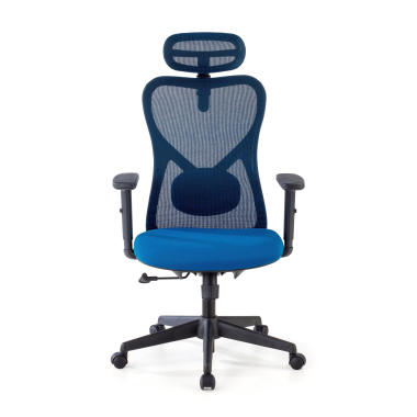 office chair blue black frame mesh 1d adjustable armrests lumbar support headrest 3