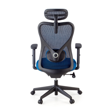 office chair blue black frame mesh 1d adjustable armrests lumbar support headrest 4