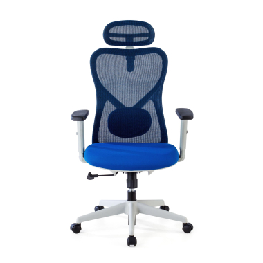 office chair white blue white frame mesh 1d adjustable armrests lumbar support headrest 3