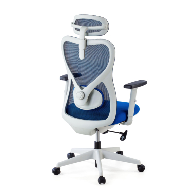 office chair white blue white frame mesh 1d adjustable armrests lumbar support headrest 8