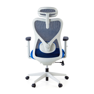 office chair white blue white frame mesh 1d adjustable armrests lumbar support headrest 4
