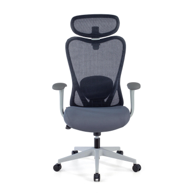 office chair white grey vital mesh fixed armrests lumbar support headrest 3