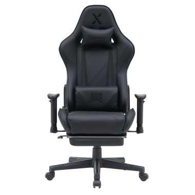 gaming chair black epic synthetic leather movable armrests lumbar and cervical cushion headrest extendable footrest 3