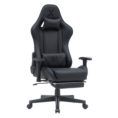 gaming chair black epic synthetic leather movable armrests lumbar and cervical cushion headrest extendable footrest 1