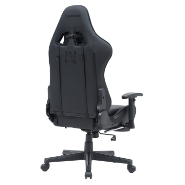 gaming chair black epic synthetic leather movable armrests lumbar and cervical cushion headrest extendable footrest 8