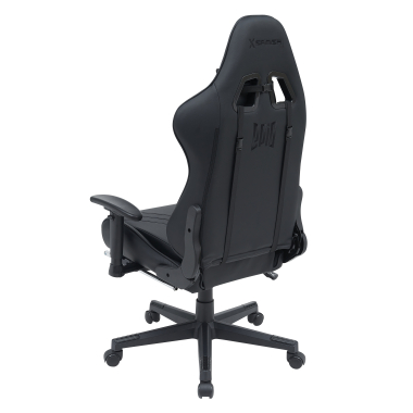 gaming chair black epic synthetic leather movable armrests lumbar and cervical cushion headrest extendable footrest 9