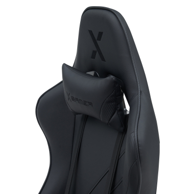 gaming chair black epic synthetic leather movable armrests lumbar and cervical cushion headrest extendable footrest 5